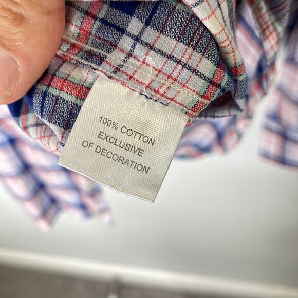TAILORBYRD COLLECTION Plaid Floral Detail Button Front Long Sleeve Shirt Size MD - Picture 3 of 6